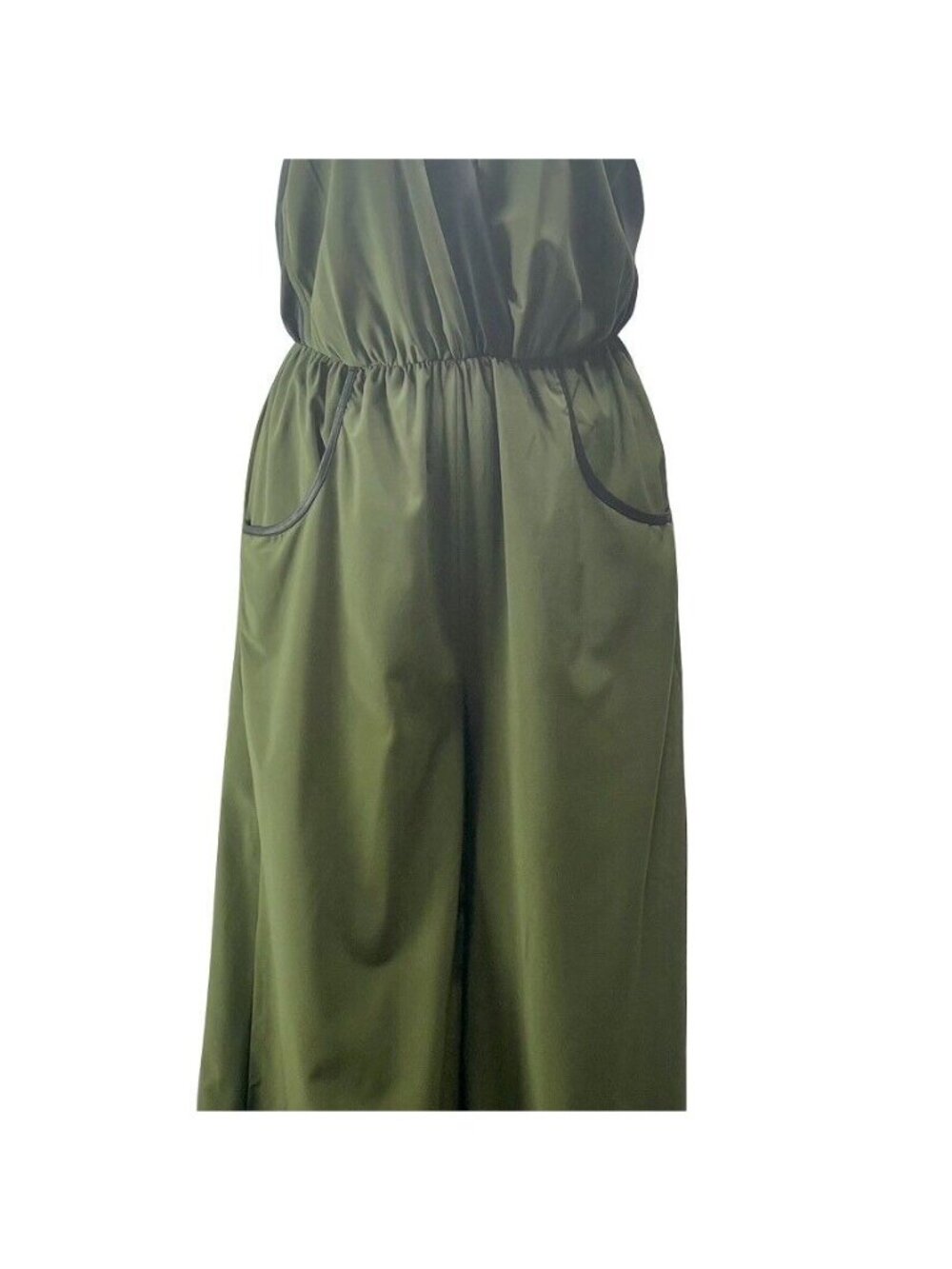 SAVANNAH RAE Sleeveless Olive & Black Jumpsuit With V-Neck - Picture 8 of 13